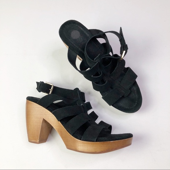 Madewell Shoes - Madewell 1937 Suede Strappy Black Sandals Wood